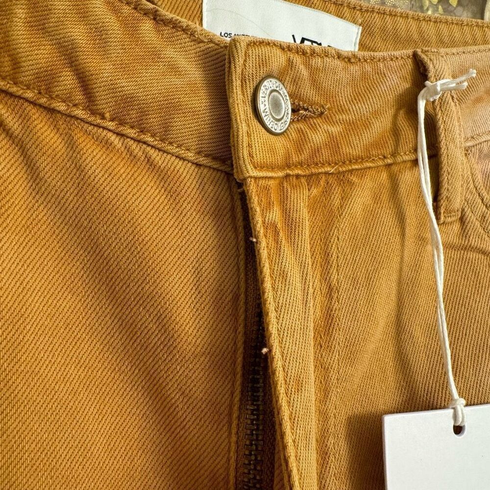 Vervet Leslie Distressed Golden Mustard 90s Vintage Flare Jeans Size 26 - Picture 7 of 9